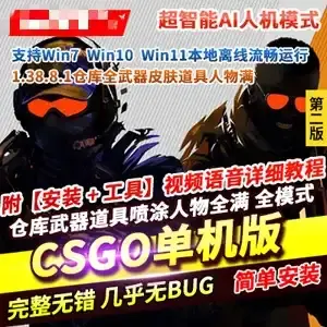 CSGO单机版第2版 AI机器人假人练习赛全武器皮肤道具 网游单机